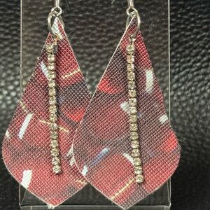 Chic Brown and Silver Faux Leather Football Earrings